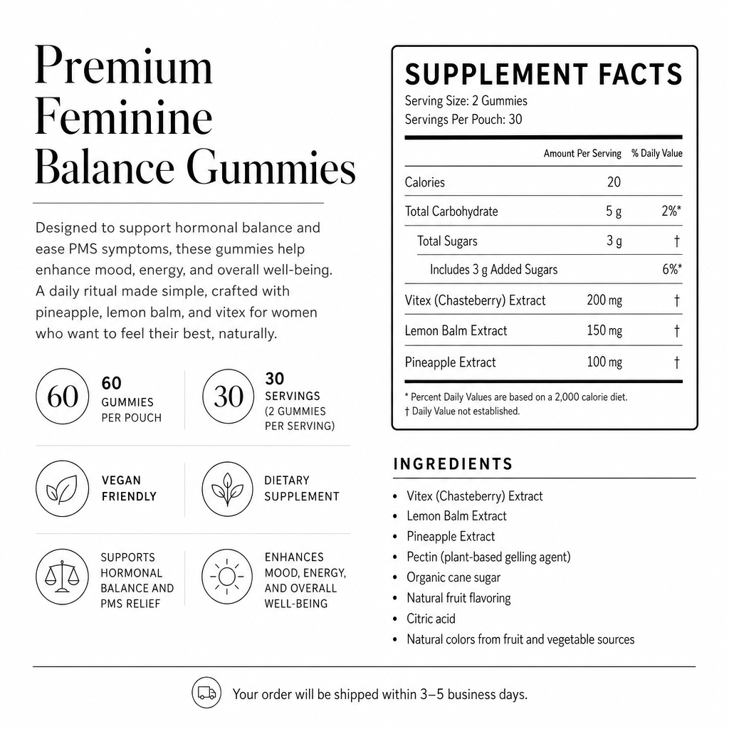 Premium Feminine Balance Gummies — Supplement Facts