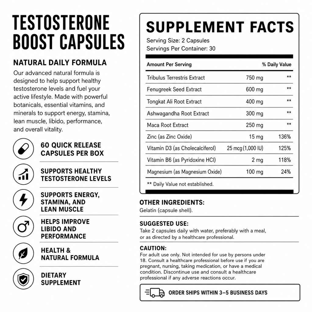 Testosterone Boost Capsules — Supplement Facts
